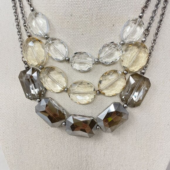 Premier Designs Swanky Necklace Faceted Glass Multistrand Statement Y2K - Picture 2 of 13
